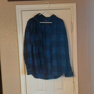 Vans Aliso Black and Blue Button-Up Flannel, size Large
